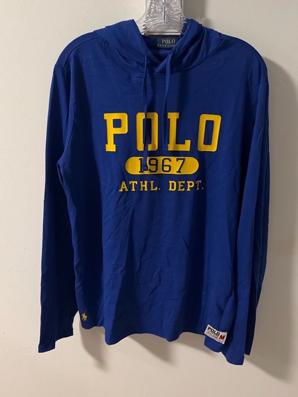 Ralph Lauren Polo Royal Blue Crewneck Hoodie with Yellow Logo